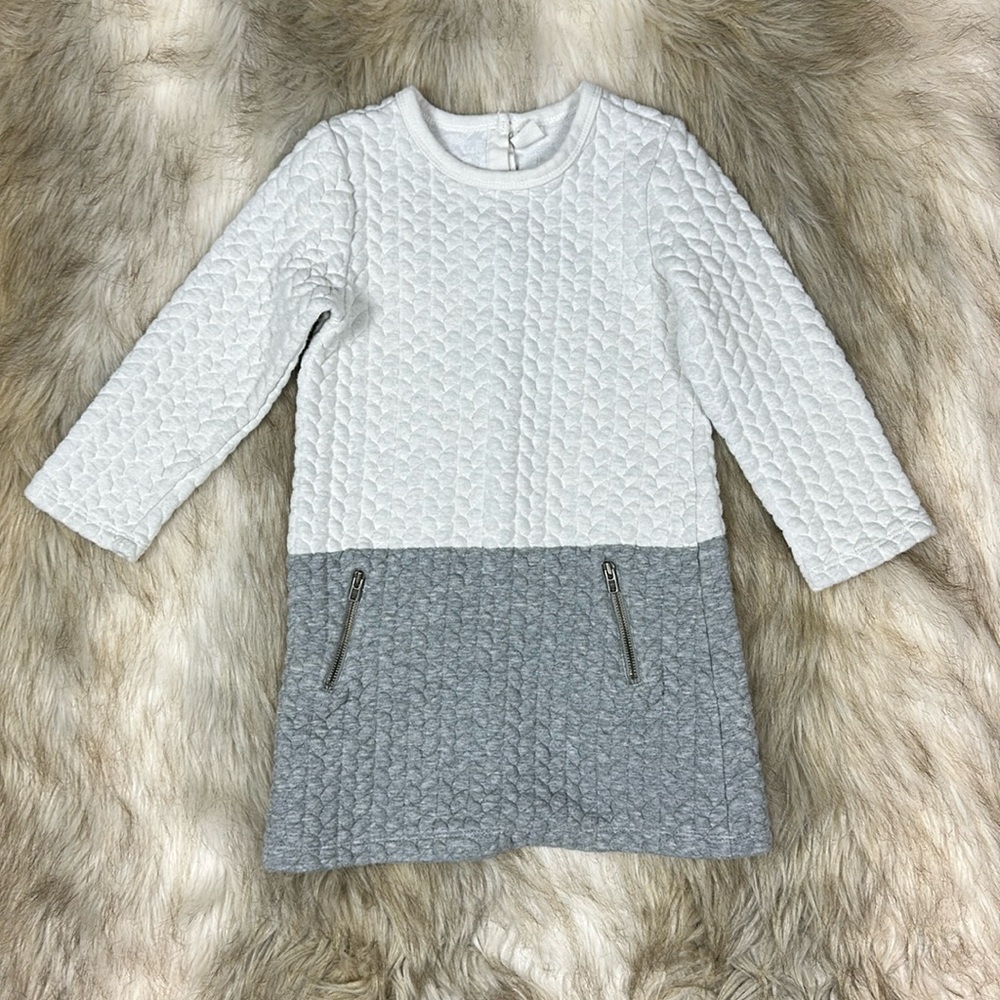 5 Year Gap Long Sleeve Crew Neck White & Grey Dress
